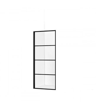 Inloopdouche Donna Mat Zwart Raster 60x200cm SaniPro Douchewand Antikalk Helderglas 8 mm Veiligheidsglas Easy Clean