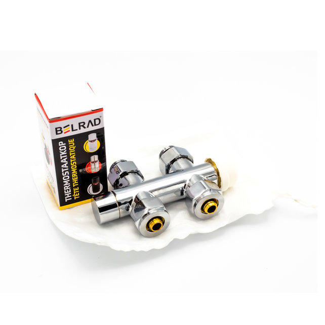 Belrad Thermostaat Radiatorkraan Recht Wit - Chroom - Mat Zwart