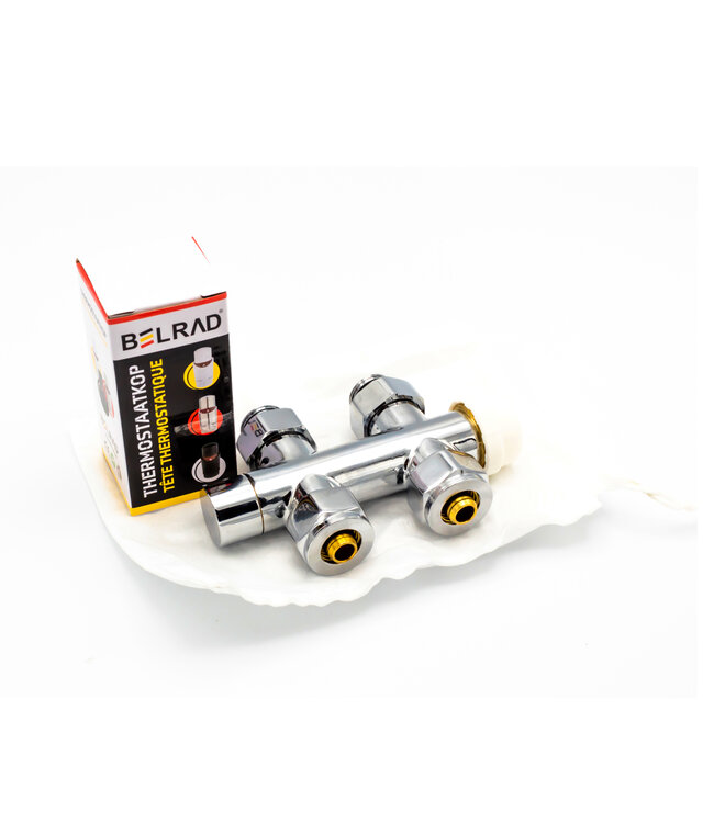 Belrad Thermostaat Radiatorkraan Recht Wit - Chroom - Mat Zwart