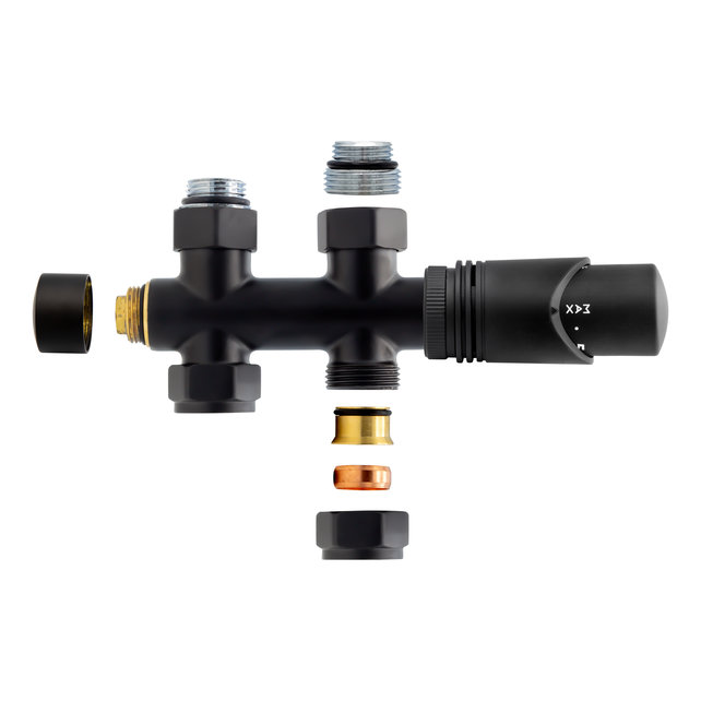 Belrad Thermostaat Radiatorkraan Recht Wit - Chroom - Mat Zwart