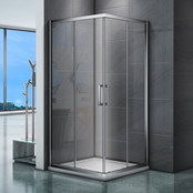 Douchecabine 100x100 cm Liz Schuifdeur Hoekinstap Vierkant Chroom helder glas