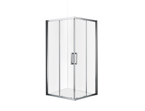 Douchecabine 100x100 cm Liz Schuifdeur Hoekinstap Vierkant Chroom helder glas