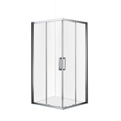 Douchecabine 90x90 cm Liz Schuifdeur Hoekinstap Vierkant Chroom helder glas Anti-kalk Douchecabine 90x90 cm Liz Schuifdeur Hoekinstap Vierkant Chroom helder glas Anti-kalk