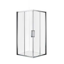 Douchecabine 90x90 cm Liz Schuifdeur Hoekinstap Vierkant Chroom helder glas Anti-kalk