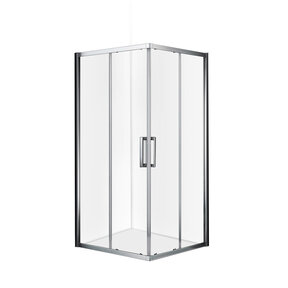 Douchecabine 90x90 cm Liz Schuifdeur Hoekinstap Vierkant Chroom helder glas Anti-kalk