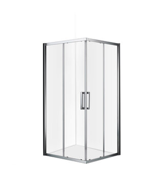 Douchecabine 90x90 cm Liz Schuifdeur Hoekinstap Vierkant Chroom helder glas Anti-kalk