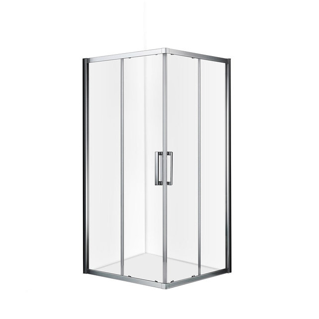Douchecabine 90x90 cm Liz Schuifdeur Hoekinstap Vierkant Chroom helder glas Anti-kalk Douchecabine 90x90 cm Liz Schuifdeur Hoekinstap Vierkant Chroom helder glas Anti-kalk