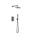 Inbouw Regendouche set Aloni Mat Zwart 25 cm Rond Hoofddouche muur Thermostaatkraan incl. handdouche