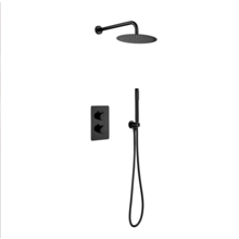 Inbouw Regendouche set Aloni Mat Zwart 25 cm Rond Hoofddouche muur Thermostaatkraan incl. handdouche