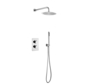 Inbouw Regendouche set Aloni Mat Zwart 25 cm Rond Hoofddouche muur Thermostaatkraan incl. handdouche