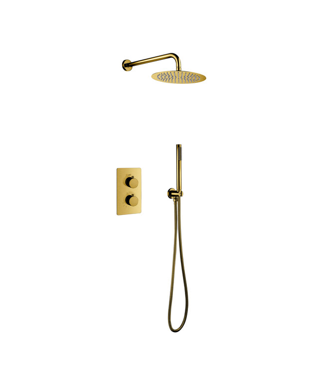 Inbouw Regendouche set Aloni Chroom 25 cm Rond Hoofddouche muur Thermostaatkraan incl. handdouche