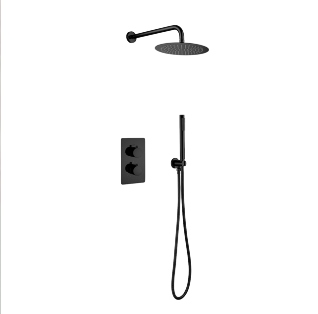 Inbouw Regendouche set Aloni Chroom 25 cm Rond Hoofddouche muur Thermostaatkraan incl. handdouche Inbouw Regendouche set Aloni Chroom 25 cm Rond Hoofddouche muur Thermostaatkraan incl. handdouche