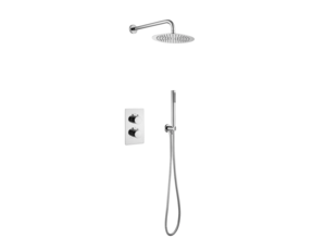 Inbouw Regendouche set Aloni Chroom 25 cm Rond Hoofddouche muur Thermostaatkraan incl. handdouche