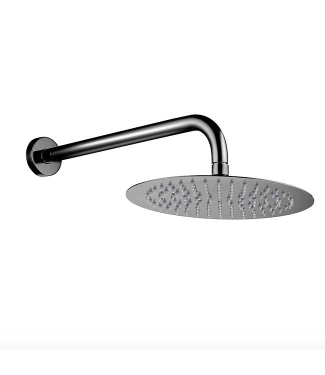 Inbouw Regendouche set Aloni Gunmetal 25 cm Rond Hoofddouche muur Thermostaatkraan incl. handdouche