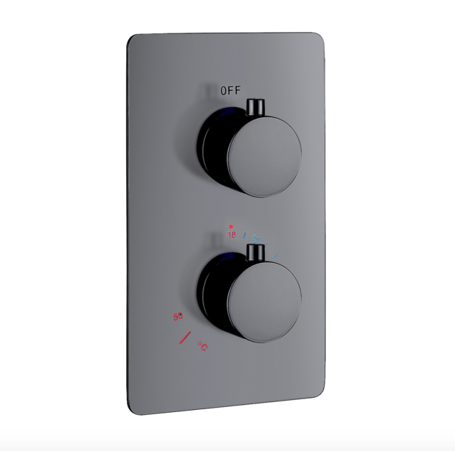 Inbouw Regendouche set Aloni Gunmetal 25 cm Rond Hoofddouche muur Thermostaatkraan incl. handdouche Inbouw Regendouche set Aloni Gunmetal 25 cm Rond Hoofddouche muur Thermostaatkraan incl. handdouche