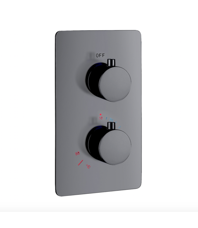 Inbouw Regendouche set Aloni Gunmetal 25 cm Rond Hoofddouche muur Thermostaatkraan incl. handdouche