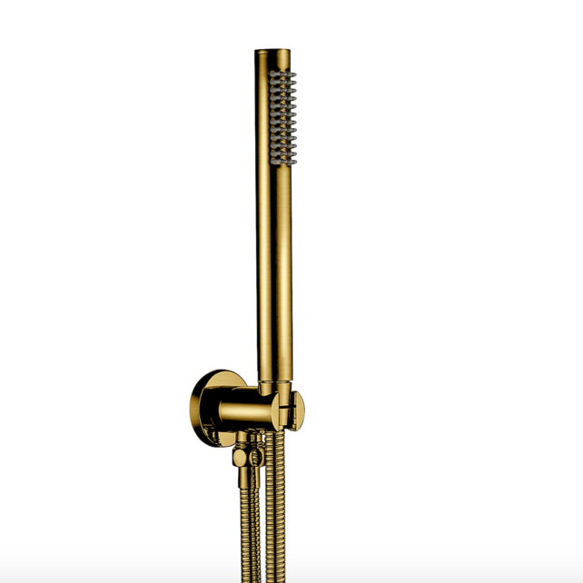 Inbouw Regendouche set Aloni Geborsteld Goud 25 cm Rond Hoofddouche muur Thermostaatkraan incl. handdouche