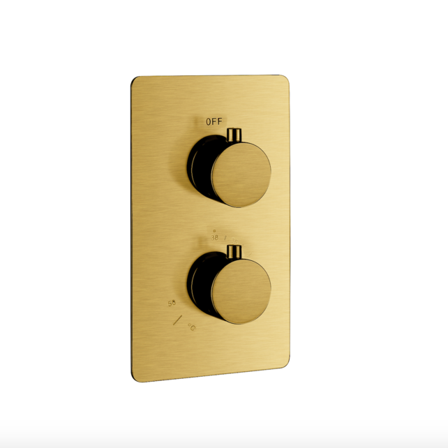 Inbouw Regendouche set Aloni Geborsteld Goud 25 cm Rond Hoofddouche muur Thermostaatkraan incl. handdouche