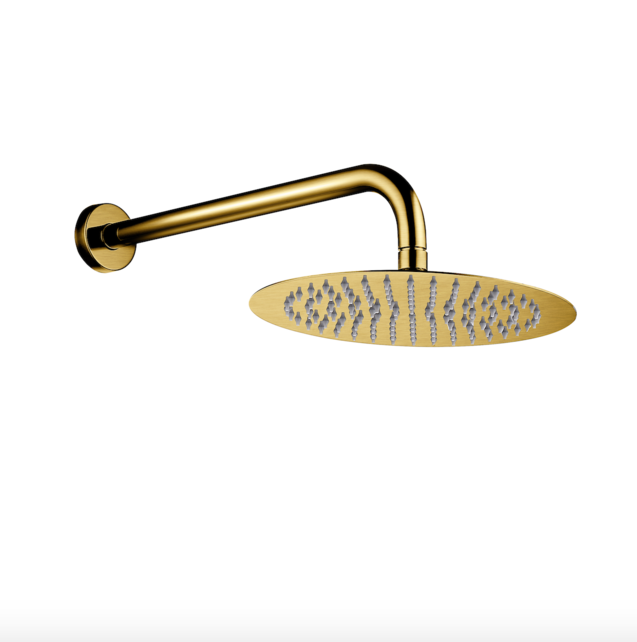 Inbouw Regendouche set Aloni Geborsteld Goud 25 cm Rond Hoofddouche muur Thermostaatkraan incl. handdouche