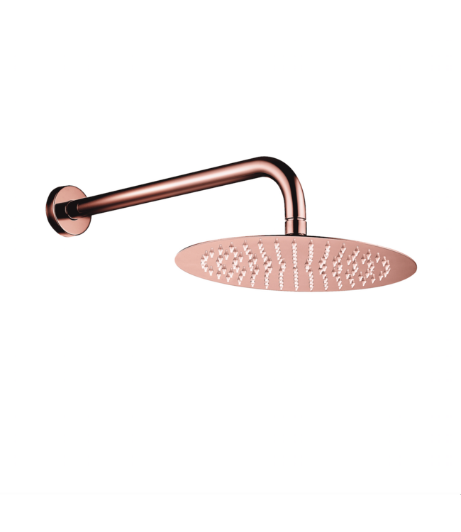 CREAVIT Inbouw Regendouche set Aloni Geborsteld koper 25 cm Rond Hoofddouche muur Thermostaatkraan incl. handdouche