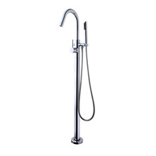 Badkraan Vrijstaand Nomi Mengkraan Rond Chroom 1 Greeps met Staafhanddouche