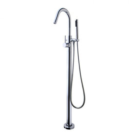 Badkraan Vrijstaand Nomi Mengkraan Rond Chroom 1 Greeps met Staafhanddouche