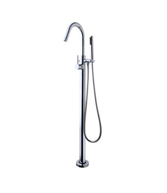 SANETTI Badkraan Vrijstaand Nomi Mengkraan Rond Chroom 1 Greeps met Staafhanddouche