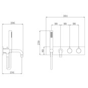 Badkraan Nomi Inbouw Thermostatisch Rond Geborsteld Koper 2 Greeps met Handdoucheset Badkraan Nomi Inbouw Thermostatisch Rond Geborsteld Koper 2 Greeps met Handdoucheset