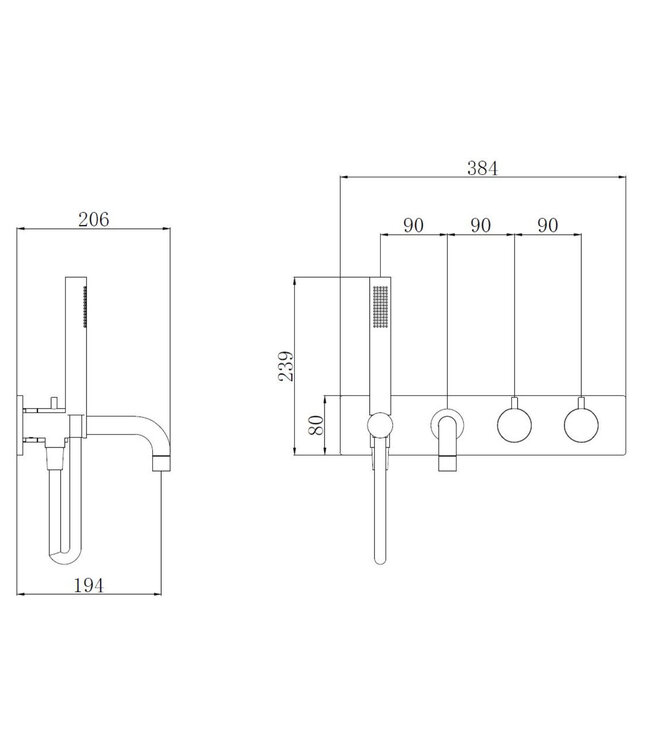 SANETTI Badkraan Nomi Inbouw Thermostatisch Rond Geborsteld Koper 2 Greeps met Handdoucheset