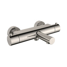 Badkraan Nomi 15cm Hartafstand Thermostatisch Opbouw Rond Cooltouch Geborsteld Staal 2 Greeps met Uitloop