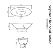 Vrijstaand Bad Solid Surface Florin Mat Wit 186x84x59 cm Ovaal