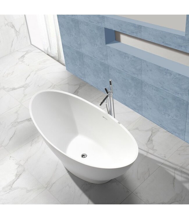 Vrijstaand Bad Solid Surface Florin Mat Wit 186x84x59 cm Ovaal