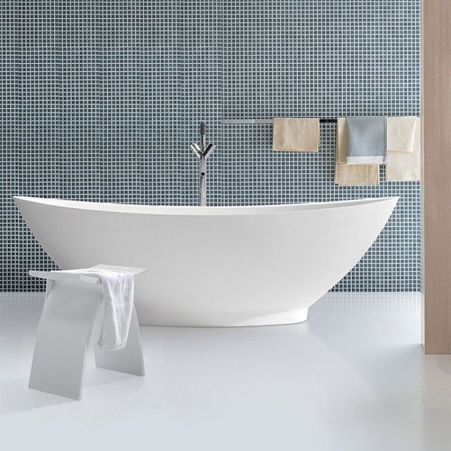 Vrijstaand Bad Solid Surface Florin Mat Wit 186x84x59 cm Ovaal