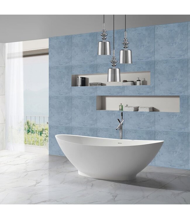 Vrijstaand Bad Solid Surface Florin Mat Wit 186x84x59 cm Ovaal