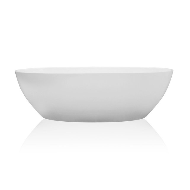 Ligbad Vrijstaand Carlos Ovaal 163x77x53cm Solid Surface Mat Wit met Badwaste en Overloop