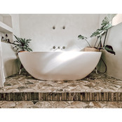 Ligbad Vrijstaand Carlos Ovaal 163x77x53cm Solid Surface Mat Wit met Badwaste en Overloop