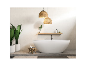 Ligbad Vrijstaand Carlos Ovaal 163x77x53cm Solid Surface Mat Wit met Badwaste en Overloop