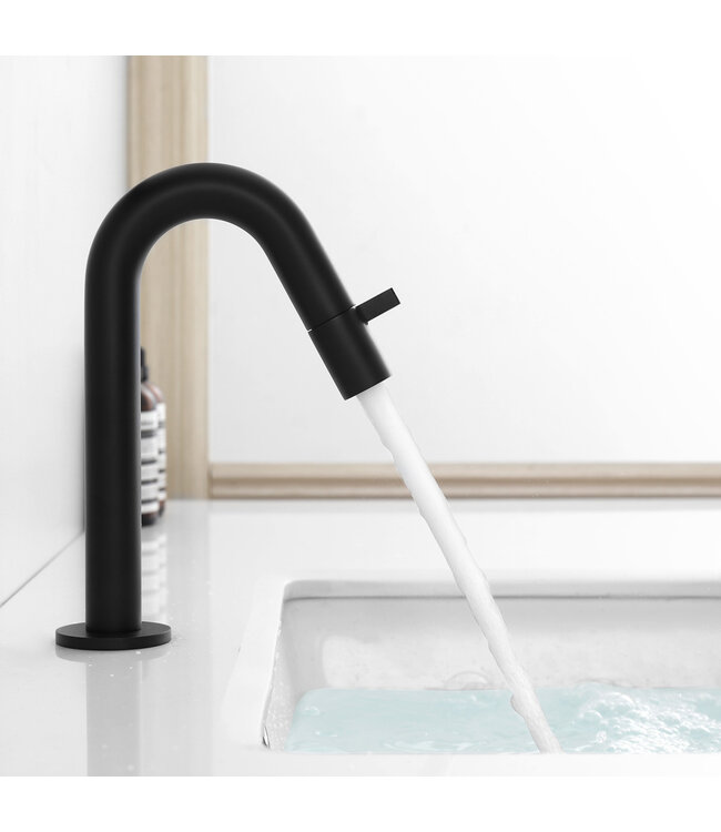 Toiletkraan Eva Laag Rond Mat Zwart Koudwaterkraan