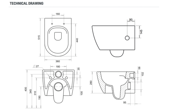Freedom Randloos Hangtoilet Zwart Warm en Koud Water bidetkraan geintegreerd incl. softclose toiletbril