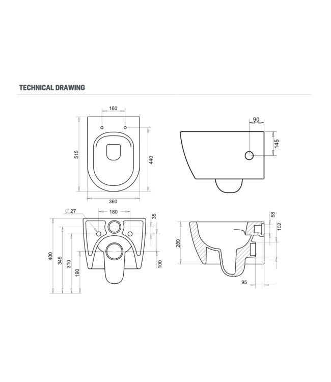 Freedom Randloos Hangtoilet Zwart Warm en Koud Water bidetkraan geintegreerd incl. softclose toiletbril
