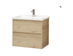 Badkamermeubel Hayat 60x52x46 cm Eiken met keramische wastafel 2 lades Greeploos