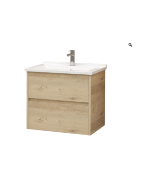 CREAVIT Badkamermeubel Hayat 60x52x46 cm Eiken met keramische wastafel 2 lades Greeploos