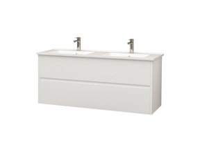 Badkamermeubel Hayat 120 x 46 x 52 cm Wit hoogglans MDF  met wastafel
