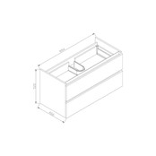 Wastafelonderkast Senza 100x47x50 cm Hoogglans Antraciet 2 Softclose lades