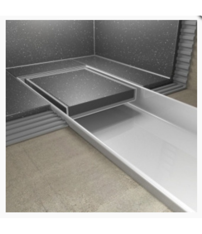 Tegelrooster Zwart Mat Omkeerbaar t.b.v.  Douchegoot 70x7 cm  RVS