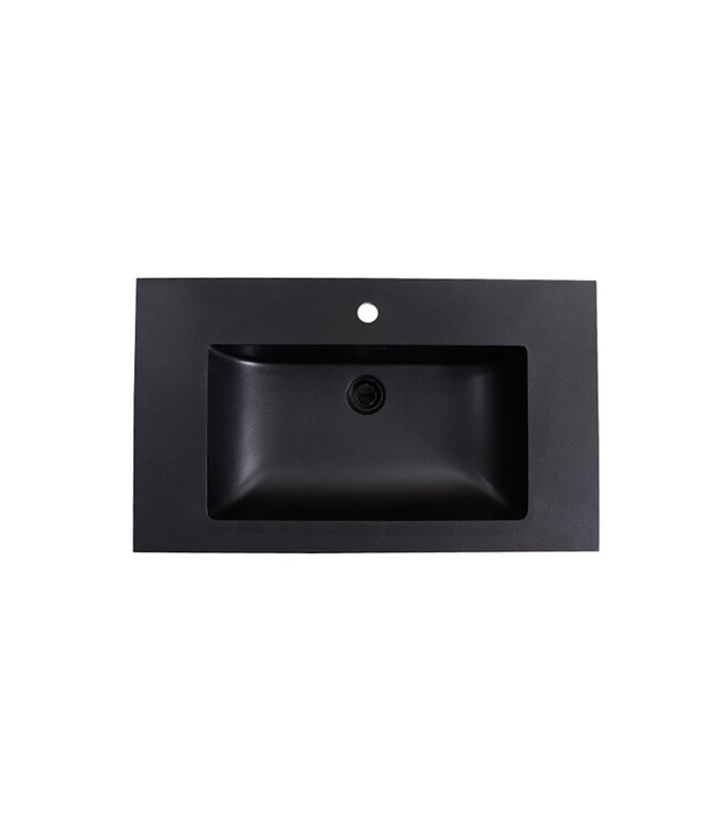 Wastafel Quartz Classic Mat Zwart 80x47x3 cm zonder kraangat