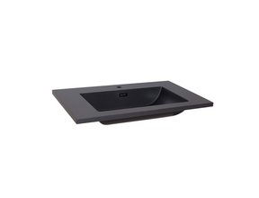 Wastafel Quartz Classic Mat Zwart 80x47x3 cm zonder kraangat