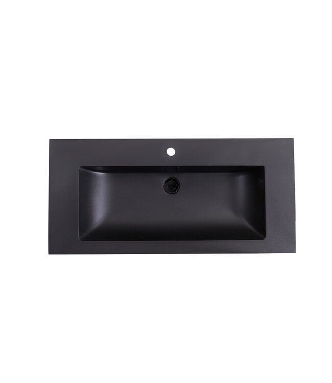 SANI-SUPPLY Wastafel Quartz Classic Mat Zwart 100x47x3 cm zonder kraangat