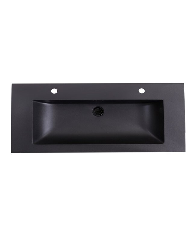 Wastafel Quartz Classic Mat Zwart 120x47x3 cm enkele bak zonder kraangat