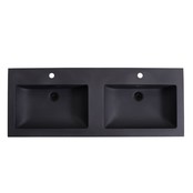 Wastafel Quartz Classic Mat Zwart 140x47x3 cm dubbele bak zonder kraangaten Wastafel Quartz Classic Mat Zwart 140x47x3 cm dubbele bak zonder kraangaten